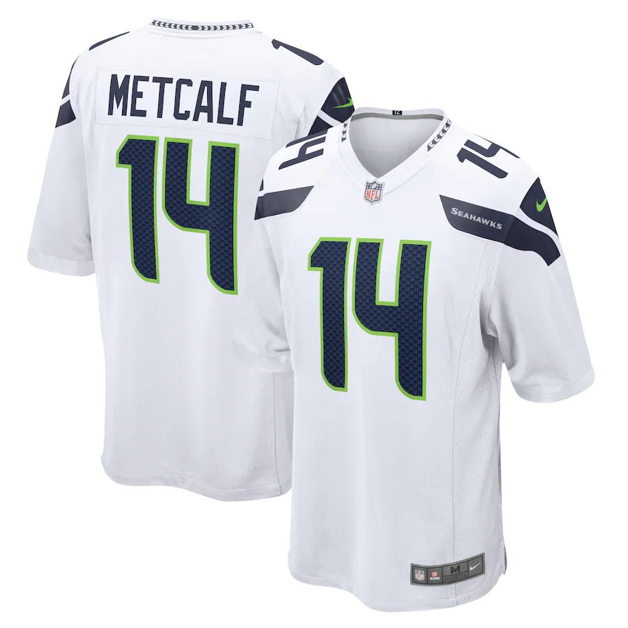 Men Seattle Seahawks 14 DK Metcalf Nike White Game NFL Jersey